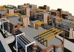 پروژه طراحی مجتمع مسکونی (پلان بلوک‌ها،نما،برش،3D و پوستر)