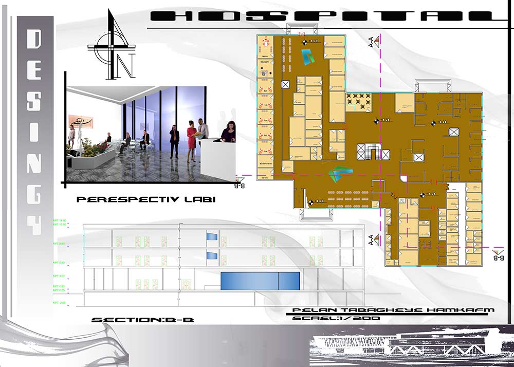 نقشه معماری پروژه کامل بیمارستان